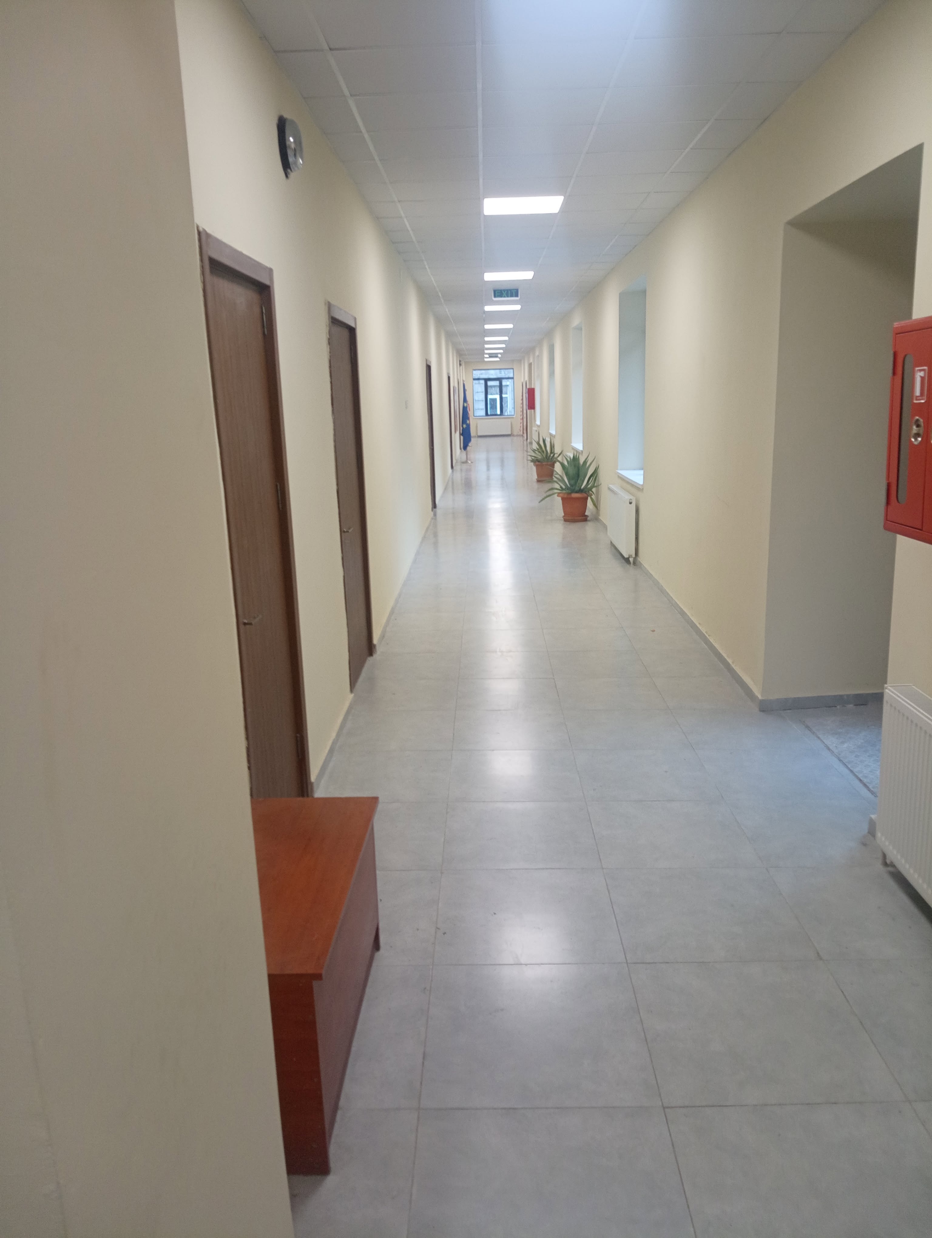 Bright and clean school hallway
